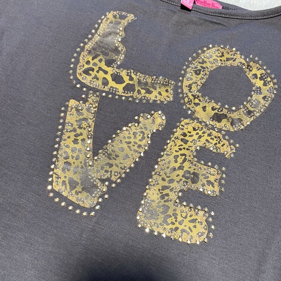 Girl’s Yom Yom Gray Jeweled LOVE Shirt Size 8 - Picture 9 of 10